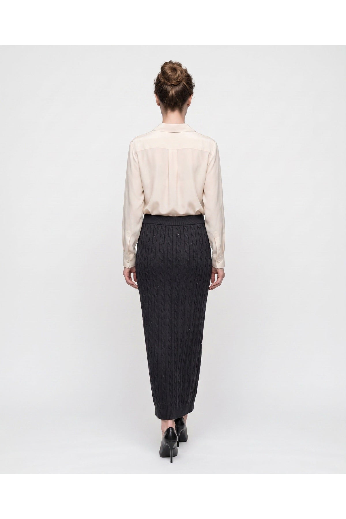 Women's Black Cable Knit Skirt