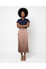 Brunello Cucinelli Women's Beige Straight Midi Skirt