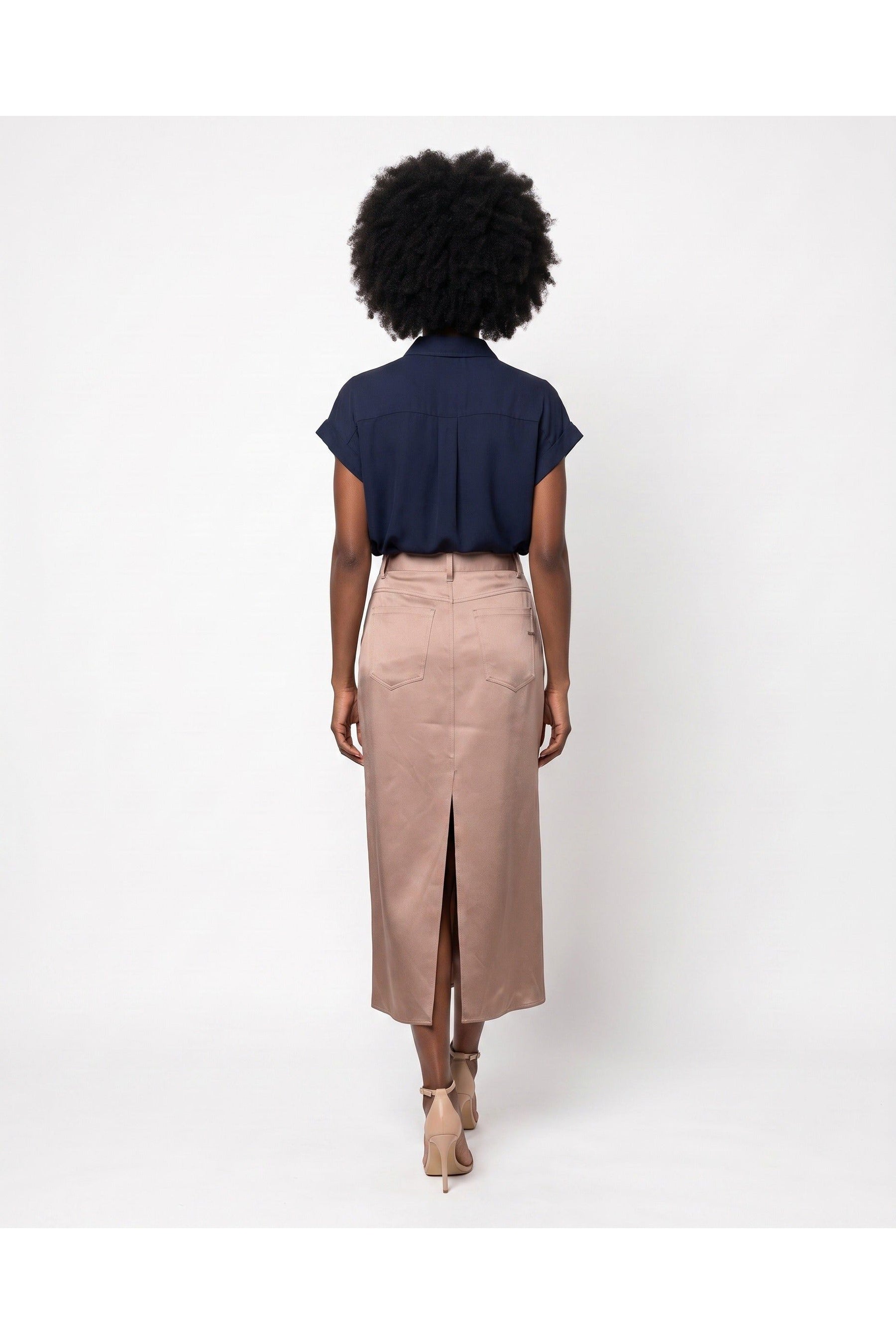 Brunello Cucinelli Women's Beige Straight Midi Skirt