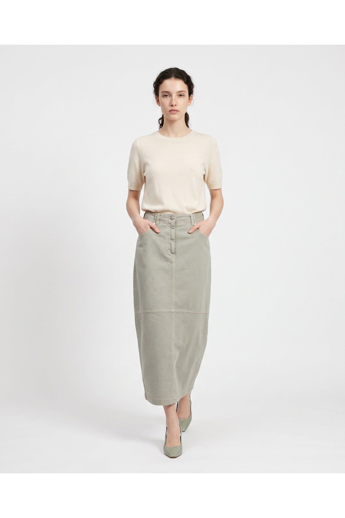 Women's Light Green Denim Skirt