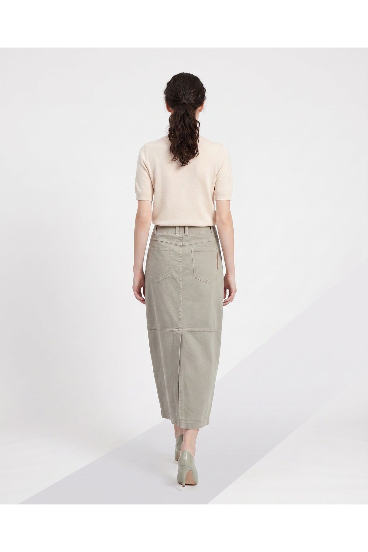 Women's Light Green Denim Skirt