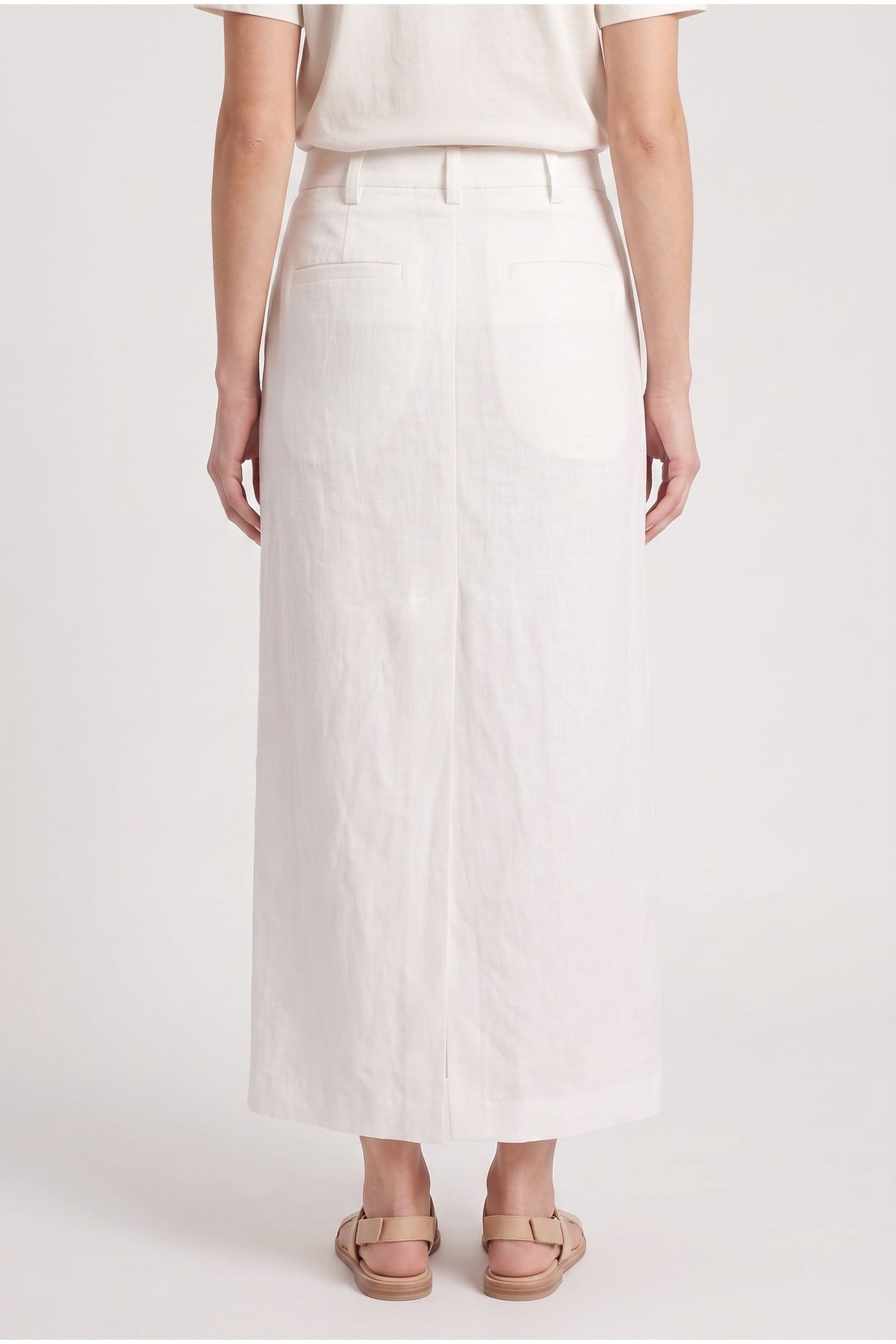 Women's Off White Linen Skirt