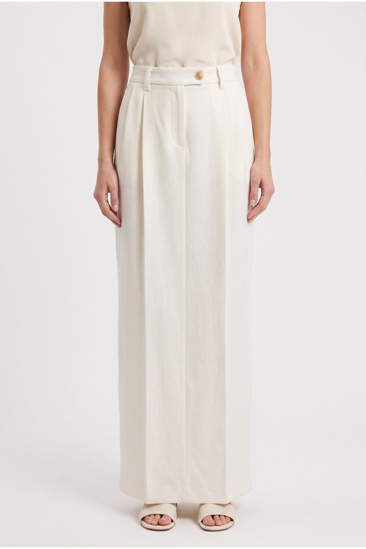 Women's White Wool Maxi Skirt