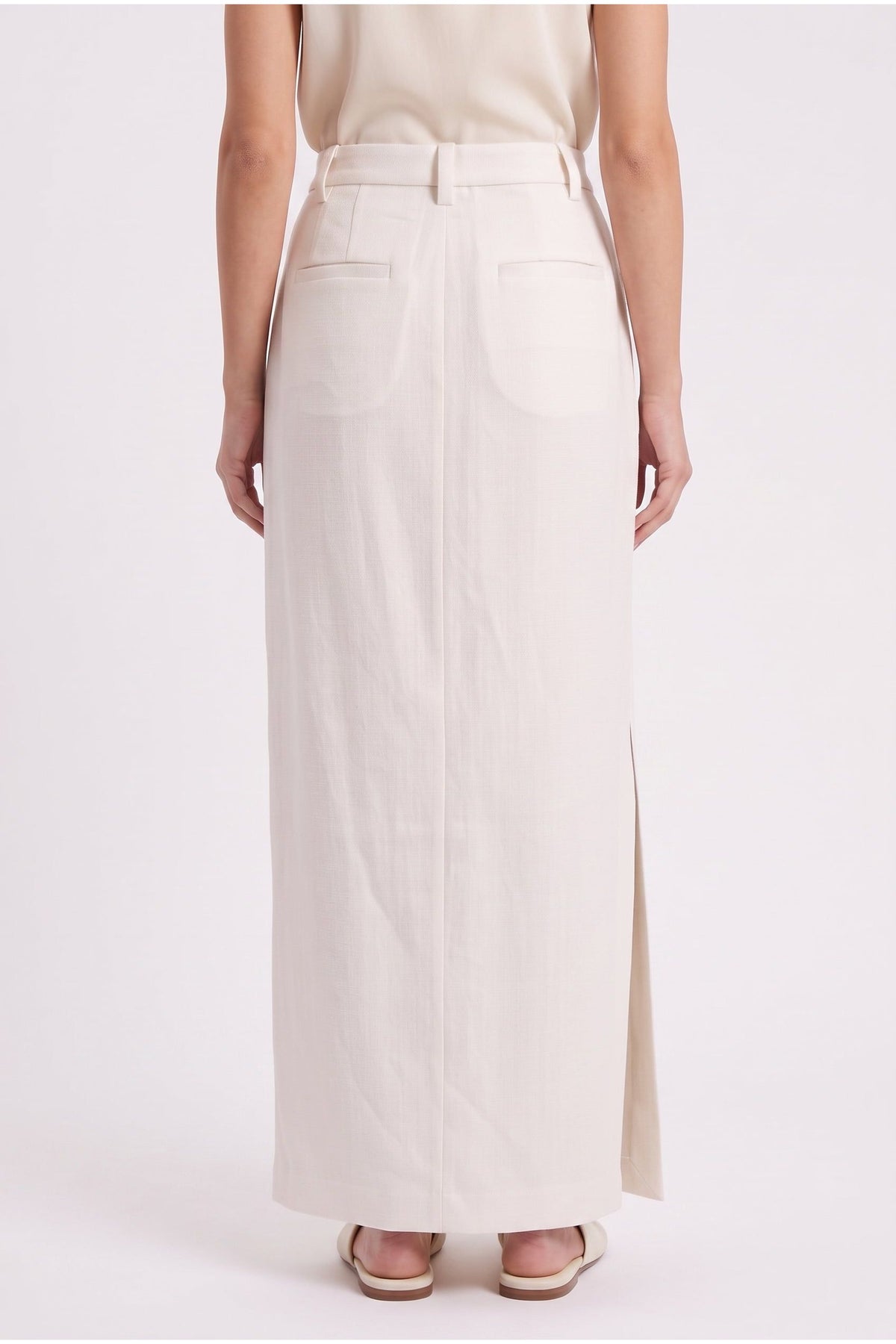 Women's White Wool Maxi Skirt