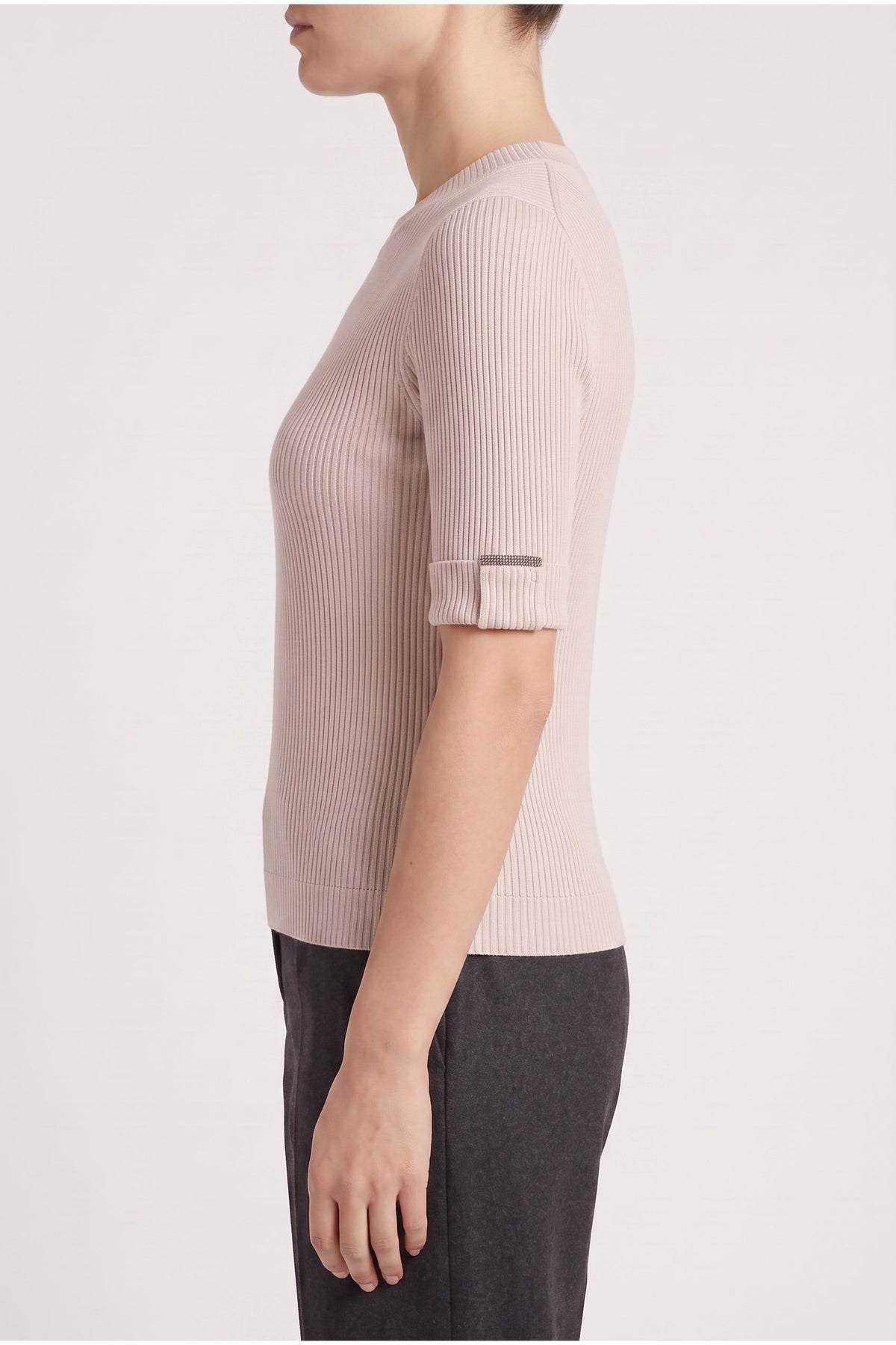 Women's Light Pink Ribbed Shirt