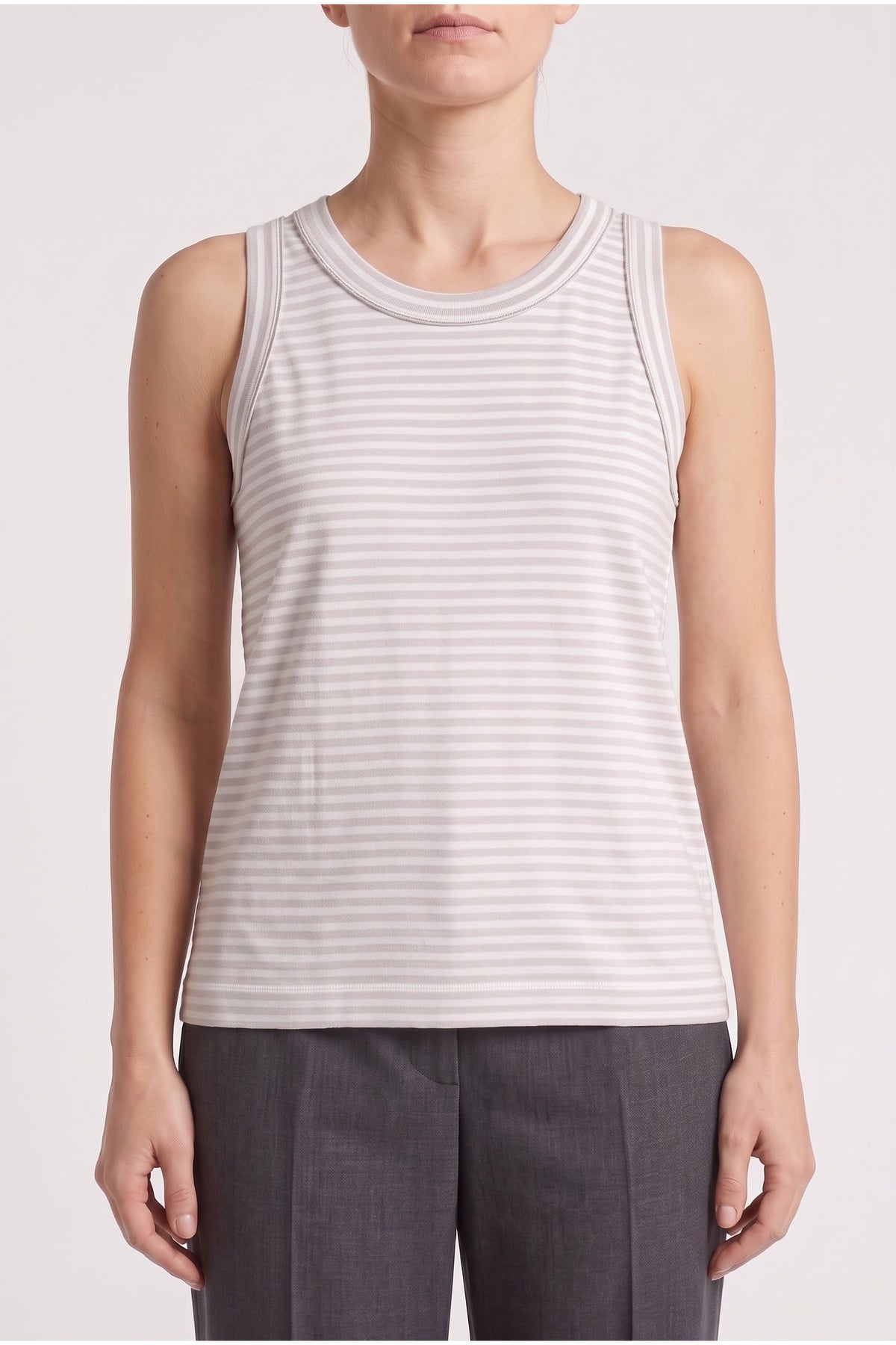 Women's Light Grey Striped Tank Top