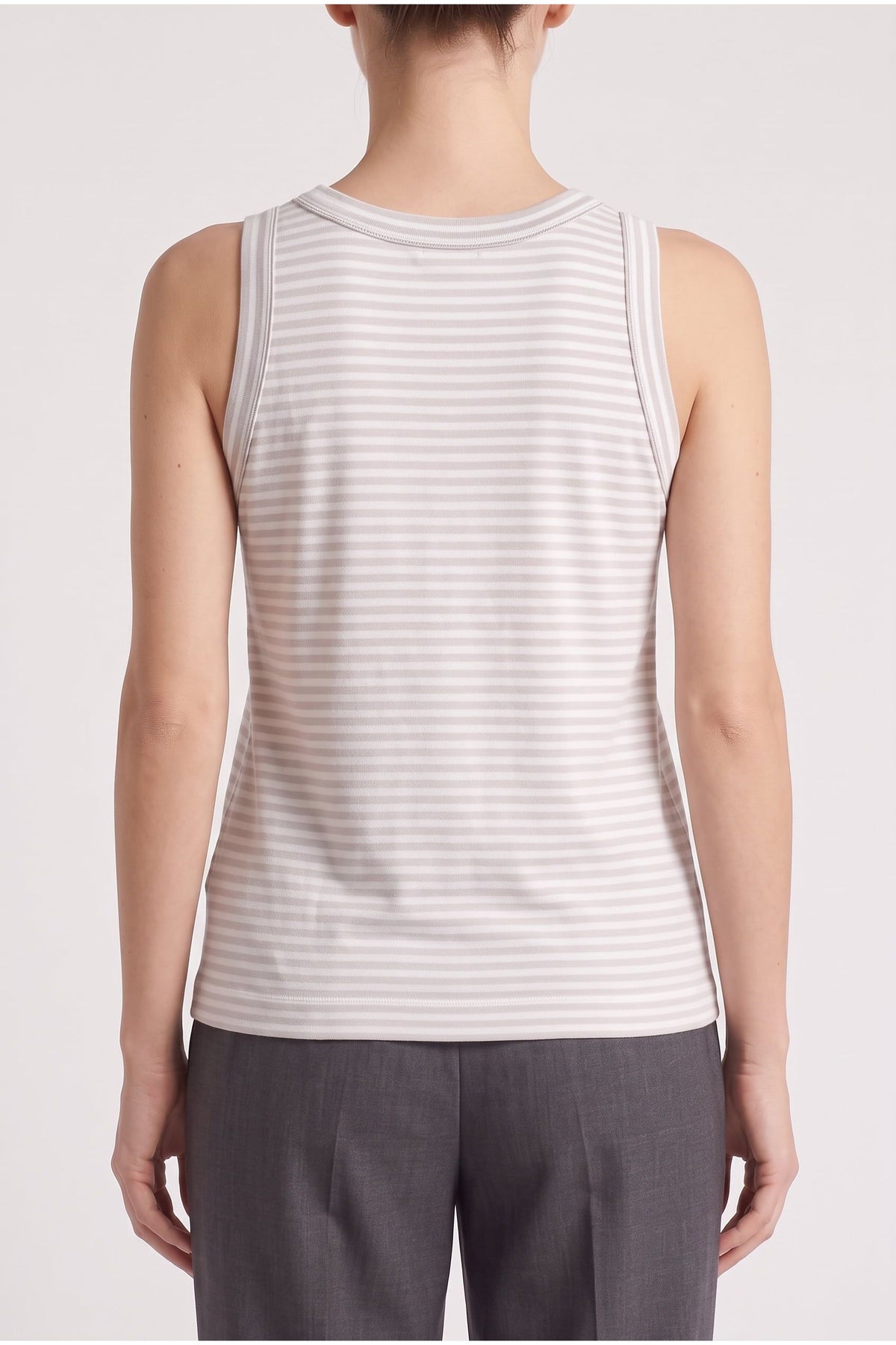 Women's Light Grey Striped Tank Top