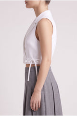 Women's White Sleeveless Blazer Shirt