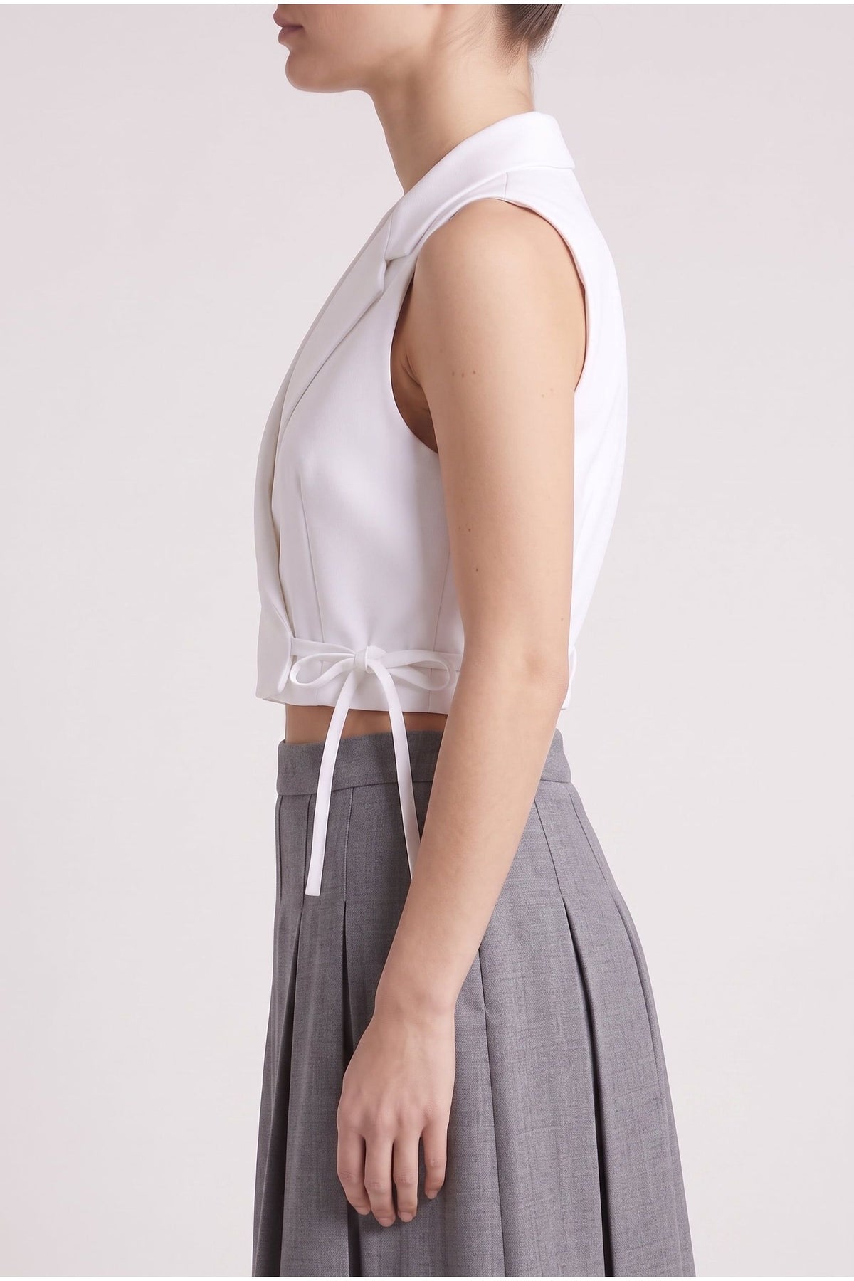 Women's White Sleeveless Blazer Shirt