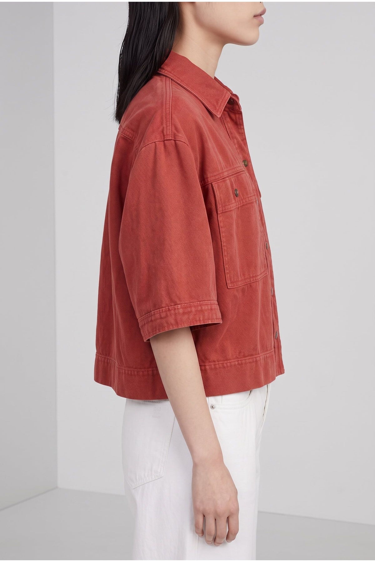 Women's Red Oversized Cotton Linen Jacket