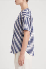 Women's Blue Striped Relaxed Shirt