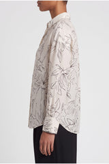 Women's Off White Silk Floral Shirt