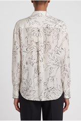 Women's Off White Silk Floral Shirt