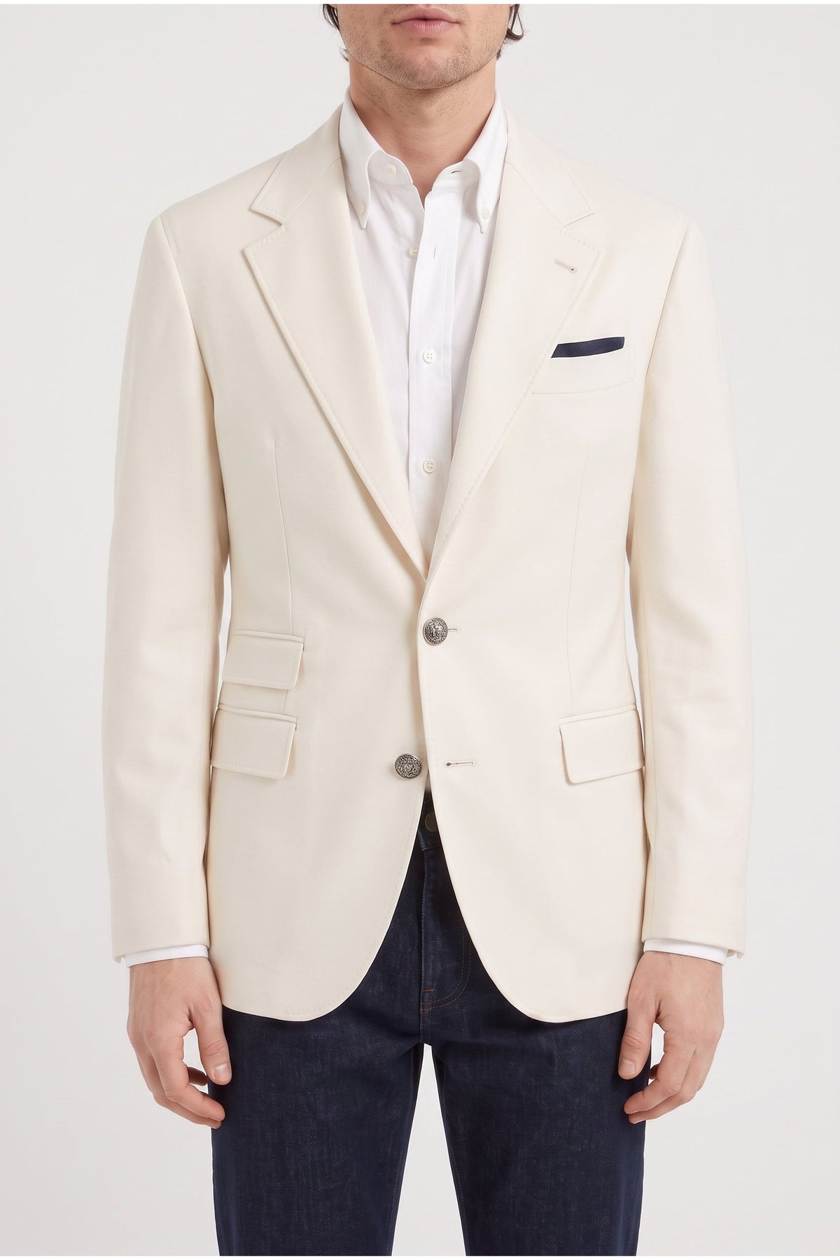 Brunello Cucinelli Men's Off White Wool Cotton Blazer
