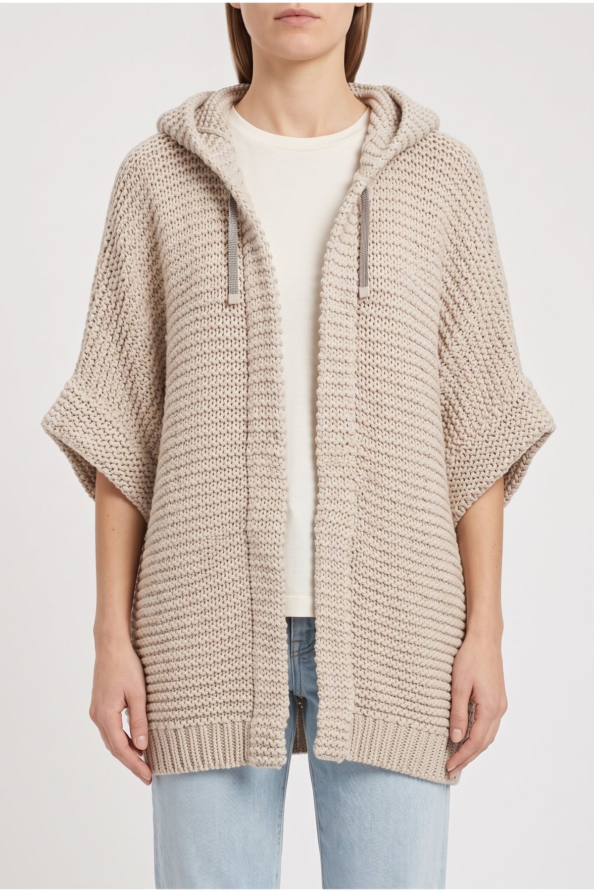 Women's Beige Cotton Knit Sweater