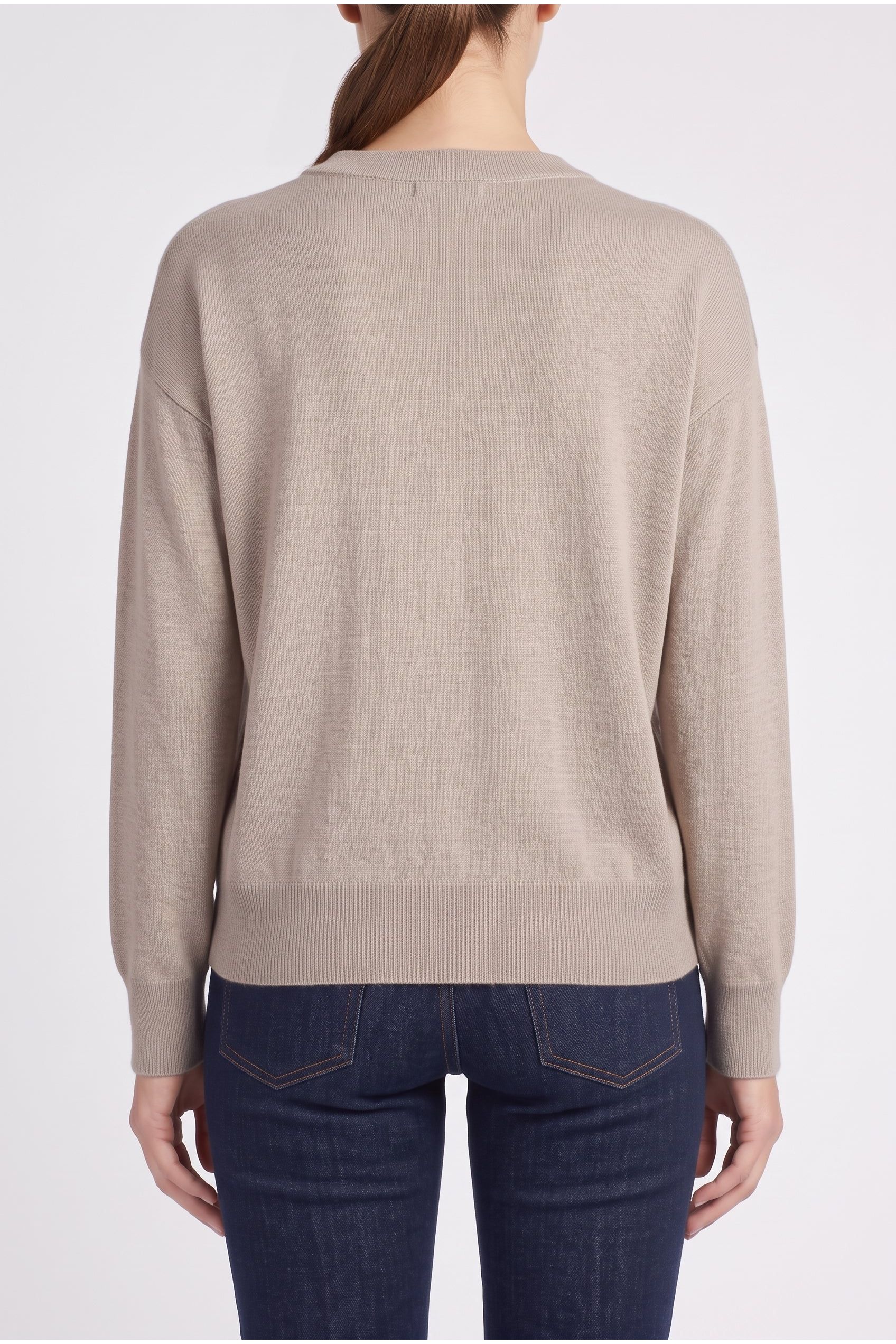 Women's Beige Cashmere Striped Sweater