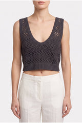 Women's Dark Grey Linen Silk Tank