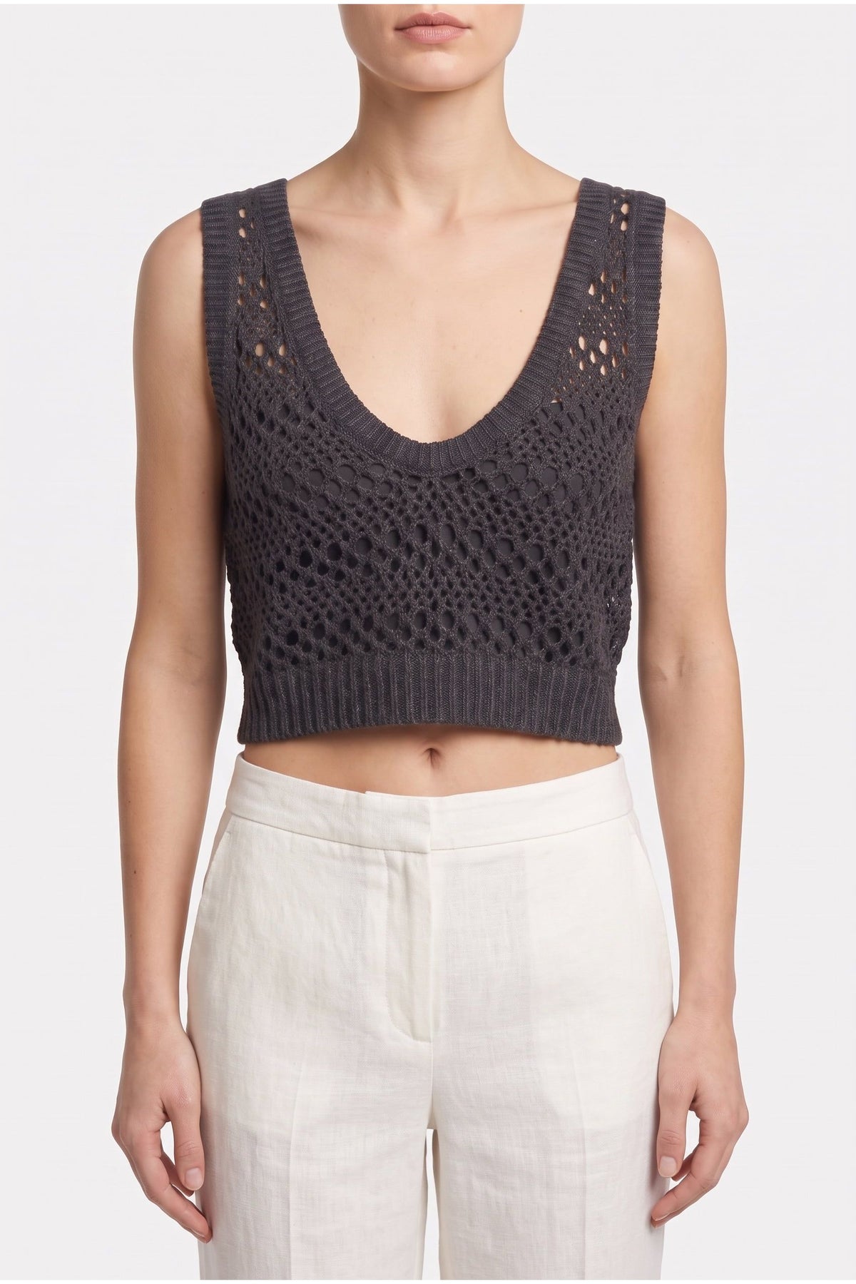 Women's Dark Grey Linen Silk Tank