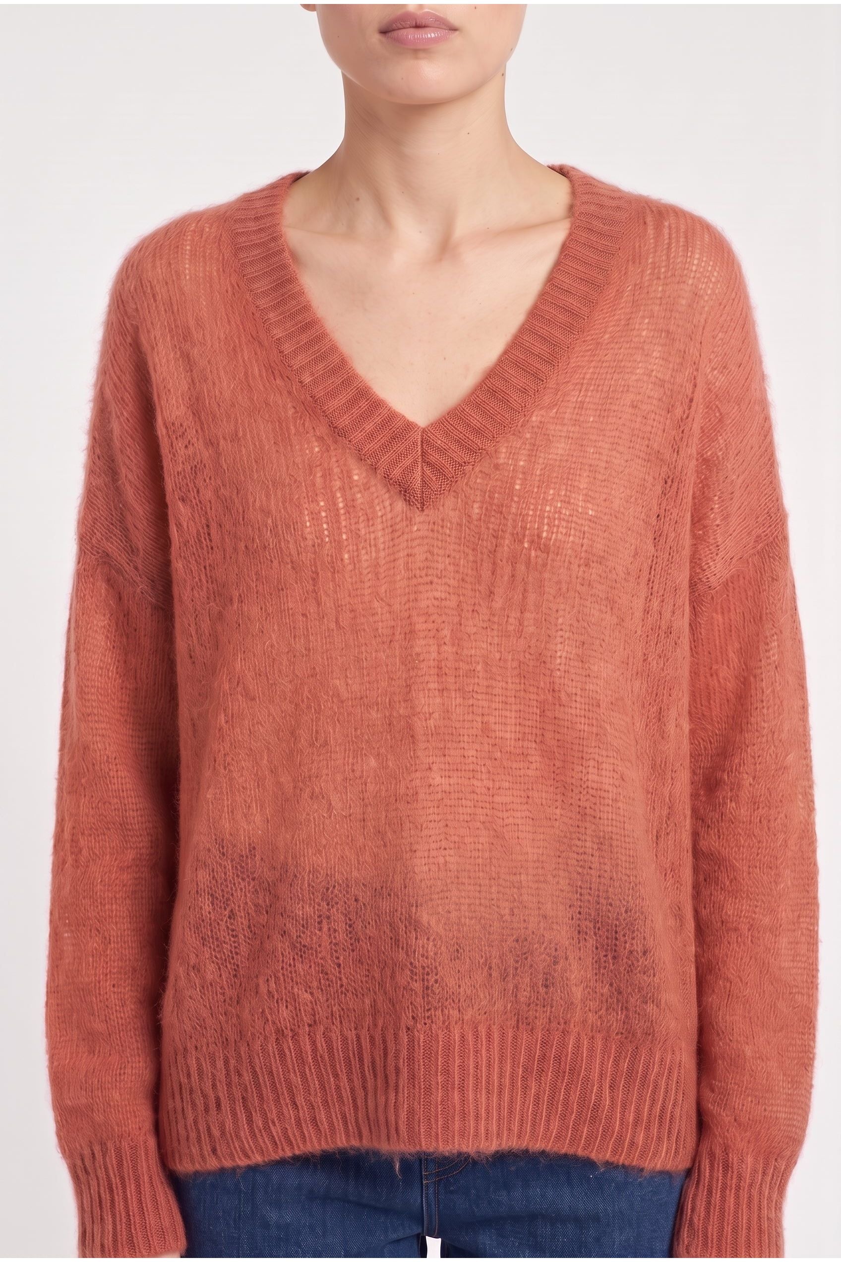 Brunello Cucinelli Women's Rust Wool Mohair Sweater