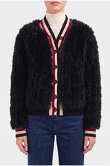 Brunello Cucinelli Women's Black Fuzzy Button Sweater
