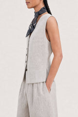 Women's Light Beige Linen Vest