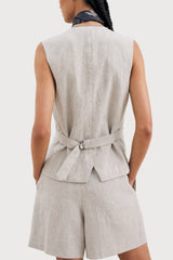 Women's Light Beige Linen Vest