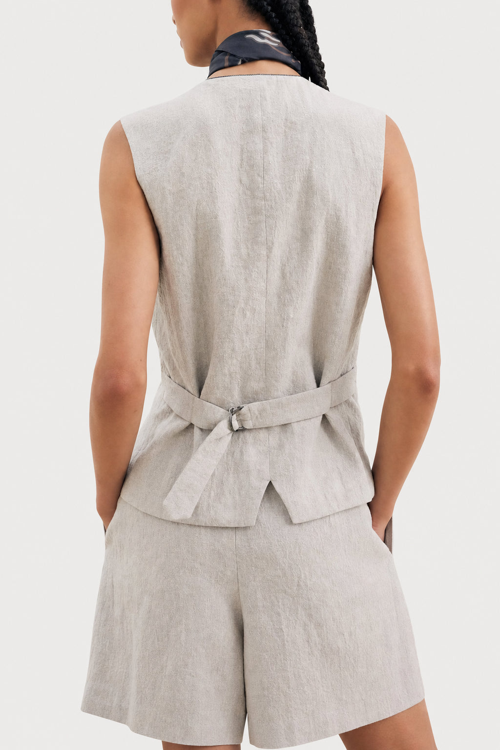 Women's Light Beige Linen Vest
