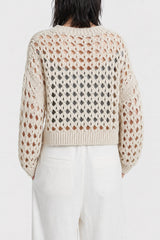 Brunello Cucinelli Women's Beige Openwork Knit Sweater