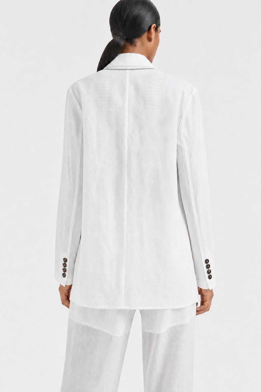 Women's White Relaxed Cotton Blazer