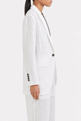 Women's White Relaxed Cotton Blazer