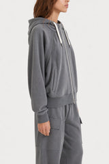 Women's Grey Cotton Zip Hoodie