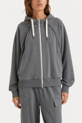 Women's Grey Cotton Zip Hoodie