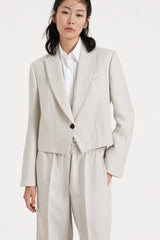 Women's Light Beige Linen Blazer