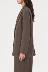 Women's Brown Relaxed Cotton Blazer