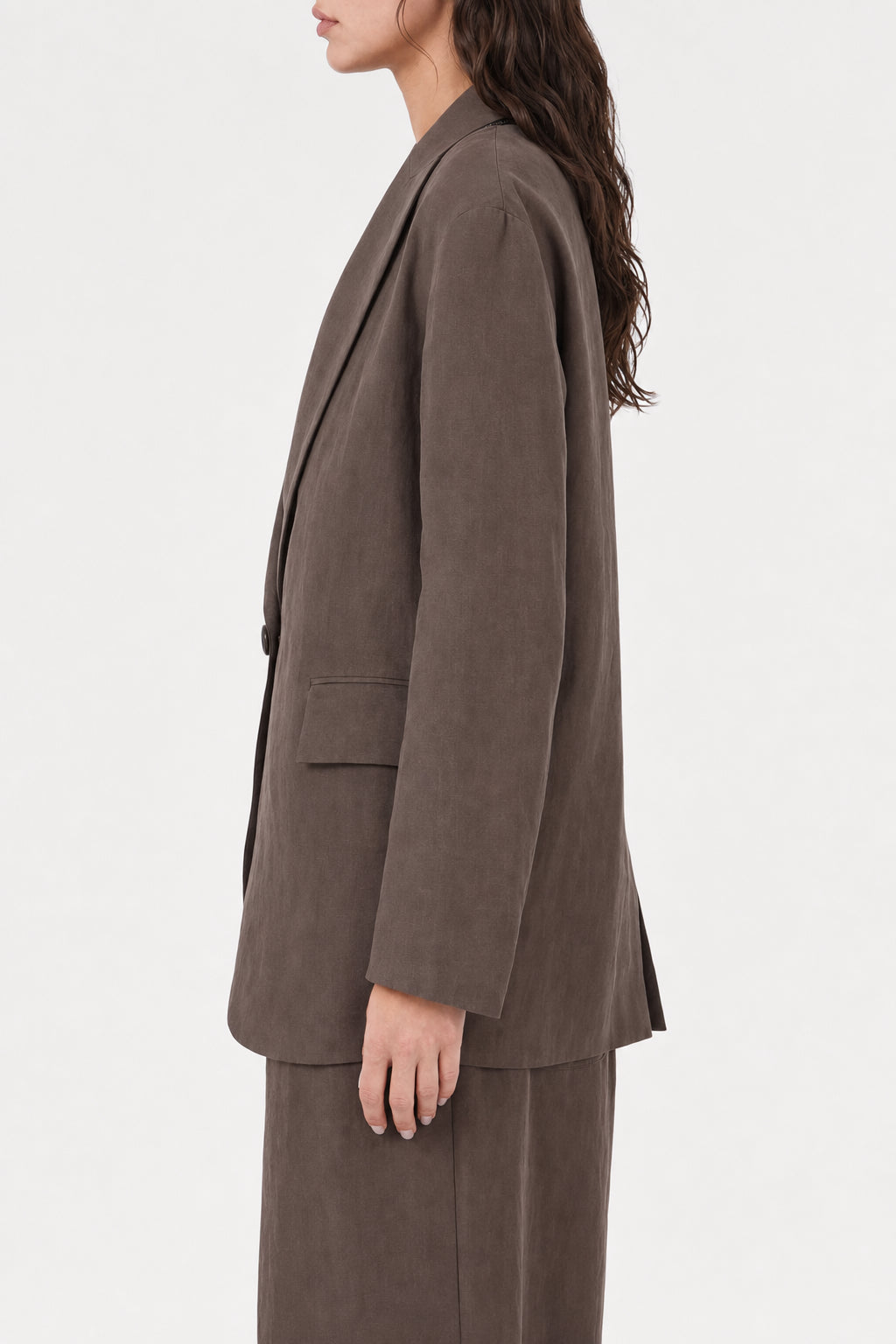 Women's Brown Relaxed Cotton Blazer