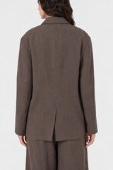 Women's Brown Relaxed Cotton Blazer