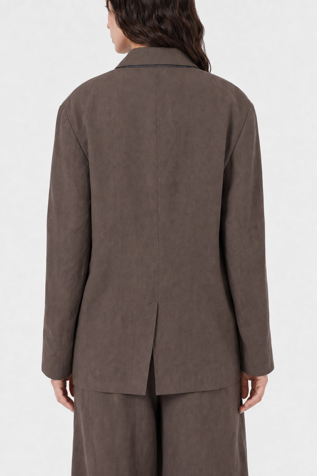 Women's Brown Relaxed Cotton Blazer