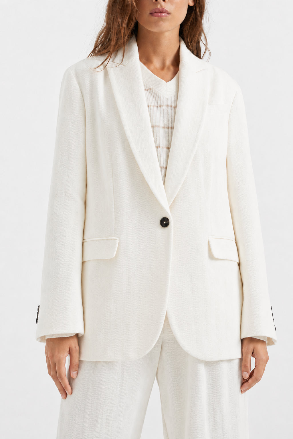 Women's Off White Linen Blend Jacket