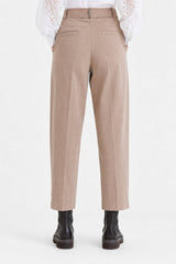 Brunello Cucinelli Women's Beige Cotton Belted Trousers