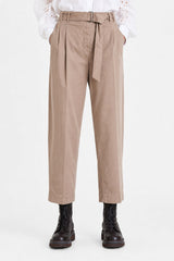 Brunello Cucinelli Women's Beige Cotton Belted Trousers