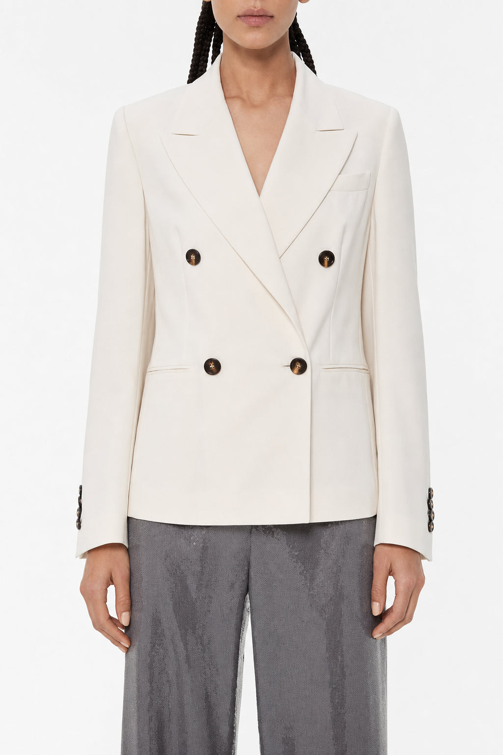 Women's Cream Double Breasted Jacket