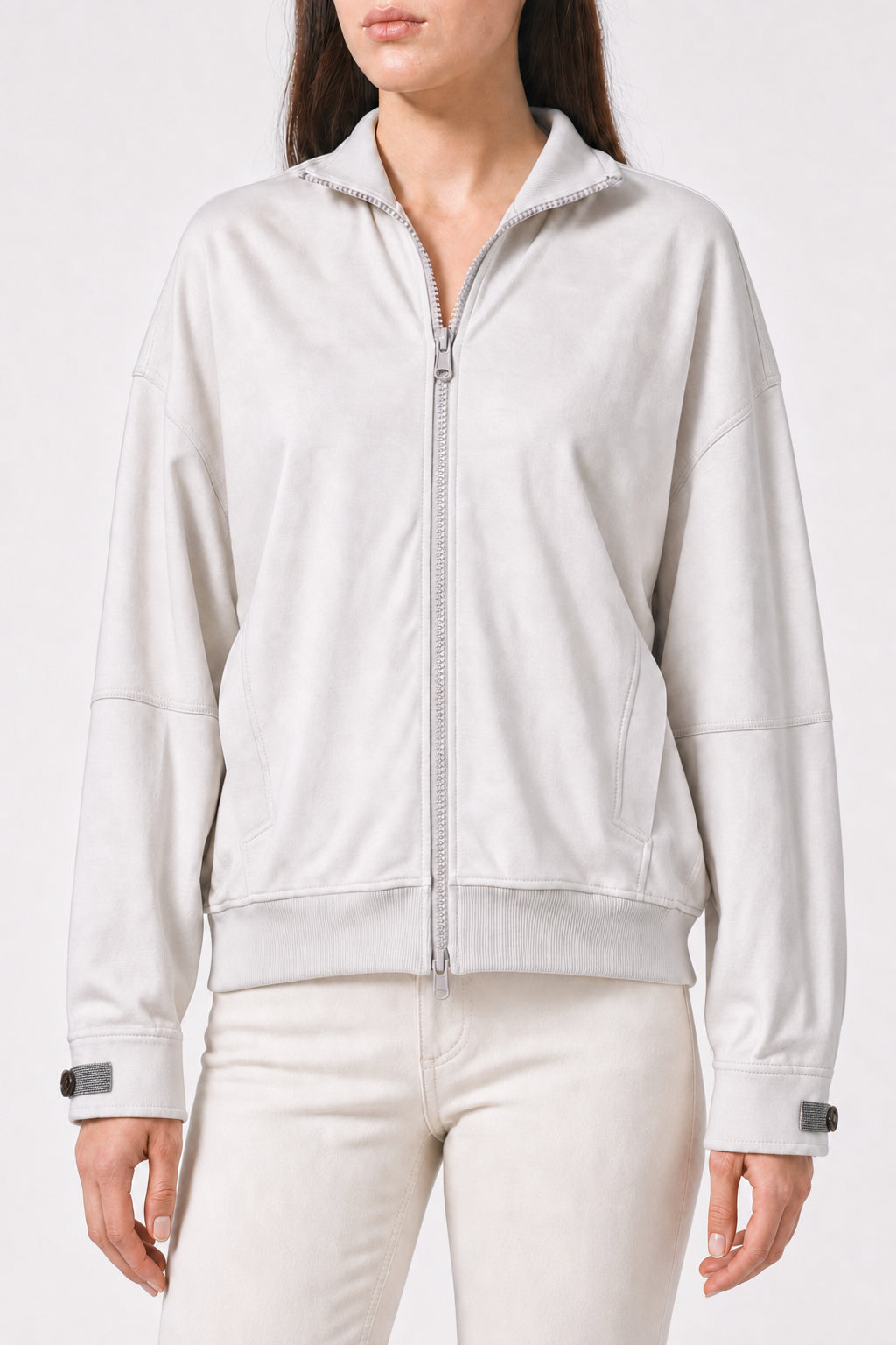 Women's Off White Zip Up Sweater