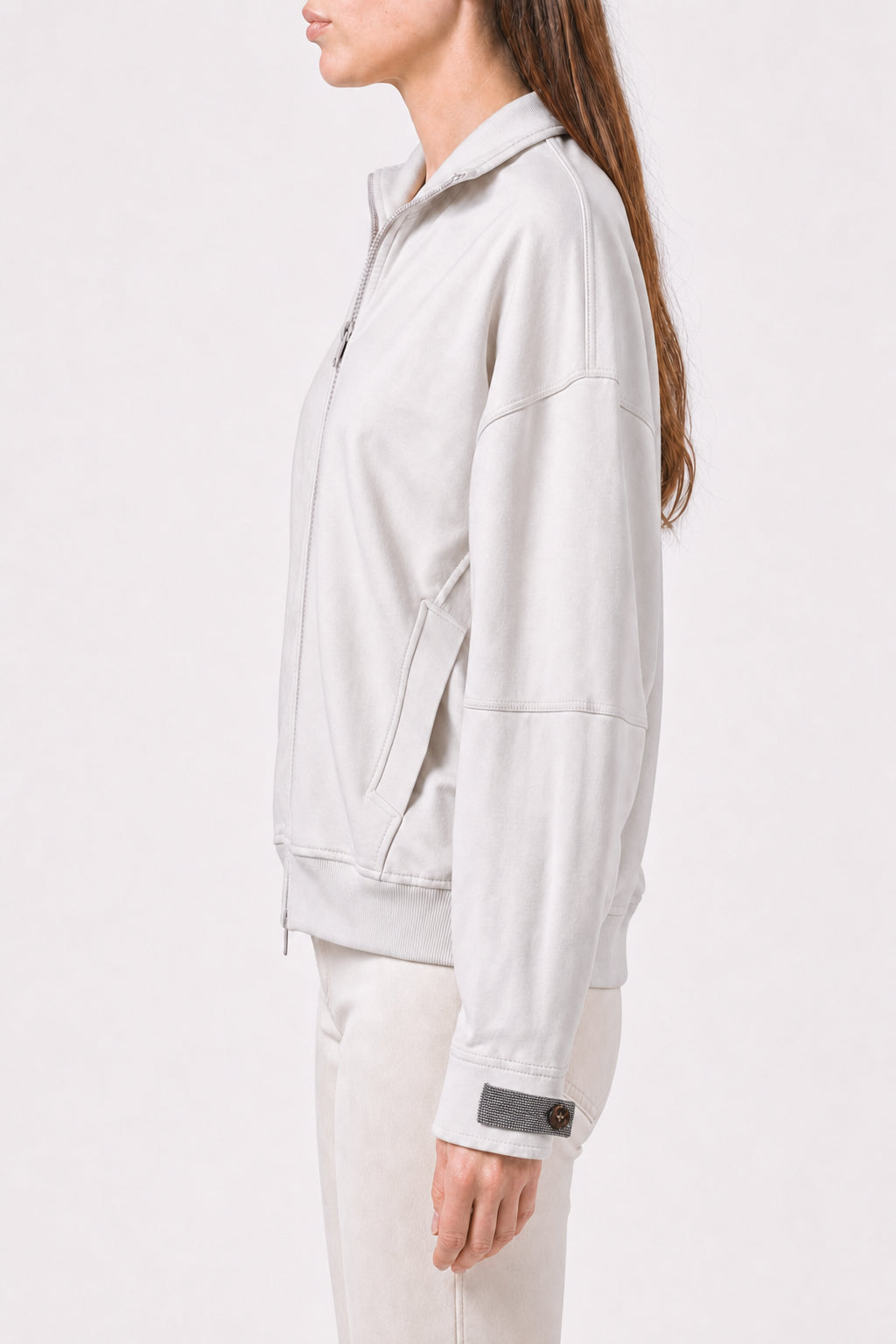 Women's Off White Zip Up Sweater