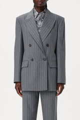 Women's Grey Pinstripe Double Breasted Jacket