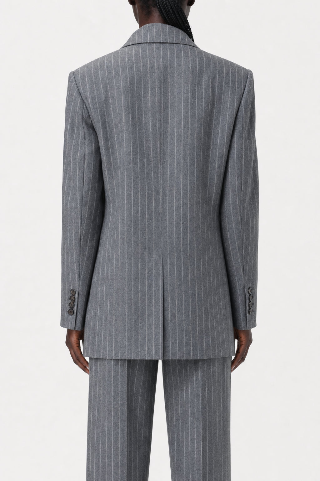 Women's Grey Pinstripe Double Breasted Jacket