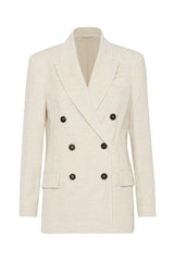 Brunello Cucinelli Women's Off White Double Breasted Jacket