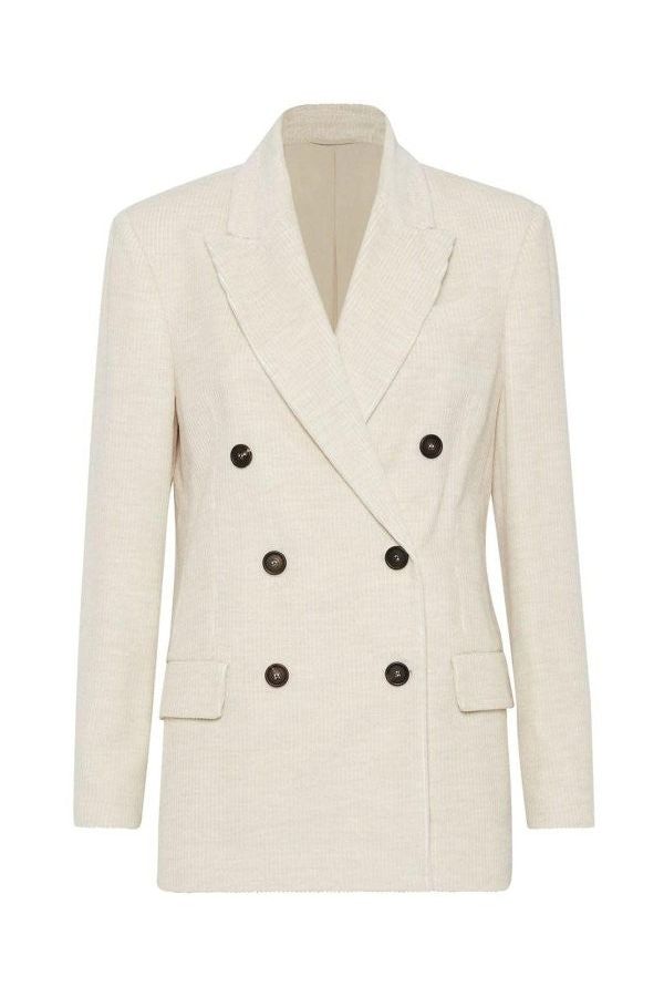 Brunello Cucinelli Women's Off White Double Breasted Jacket