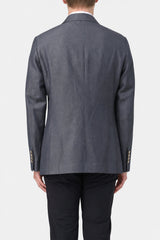 Men's Grey Wool Linen Double Breasted Jacket