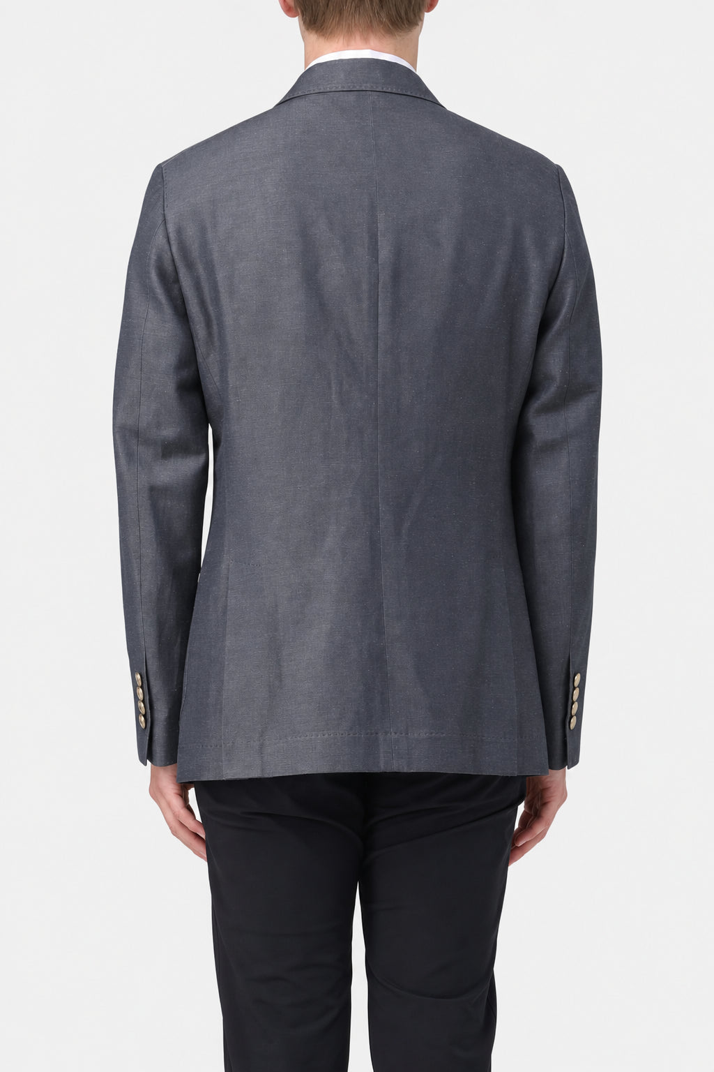 Men's Grey Wool Linen Double Breasted Jacket
