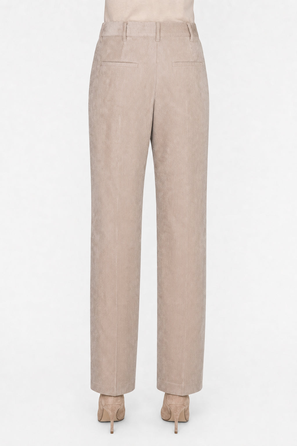 Women's Light Beige Velvet Trousers